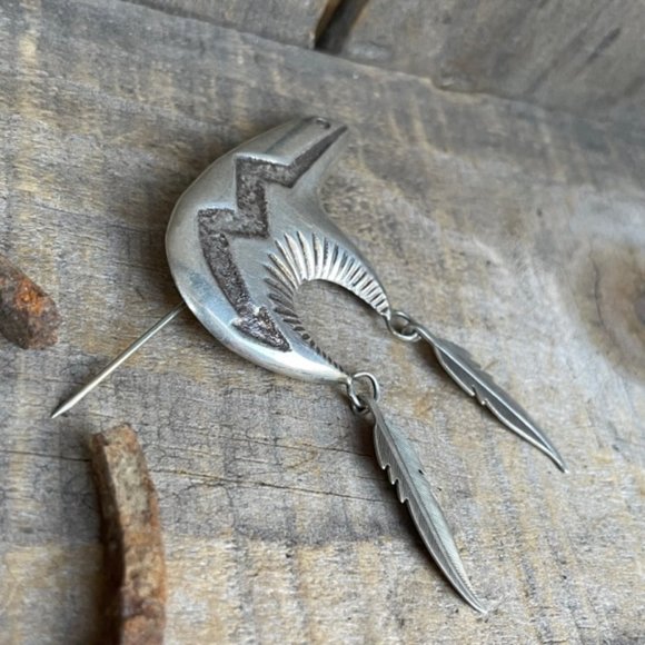 Vintage Signed Native American Sterling Bear Pendant Pin Alfred Martinez - Picture 11 of 11